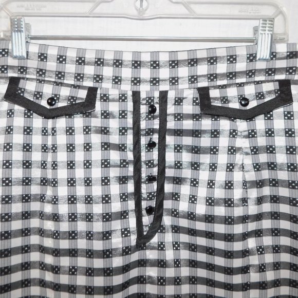 Living Dead Souls Womens XL Black White Gingham check Pencil Skirt Hem Ruffle - Picture 6 of 11